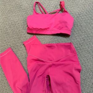 Lululemon Athletica Vibrant Pink Sports Bra and Leggings